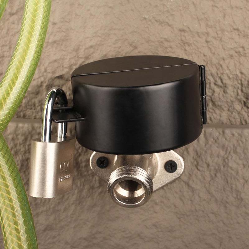 TEMEILI Faucet Valve Lock-Metallic Black (with Padlock) Tap Lock-Outdoor Faucet Lock-Faucet Lock-Lock Water Faucet Outdoor-Faucet Locks OutdoorL - Prevent Water Stealing-Water spigot lock Child Proof - Image 5